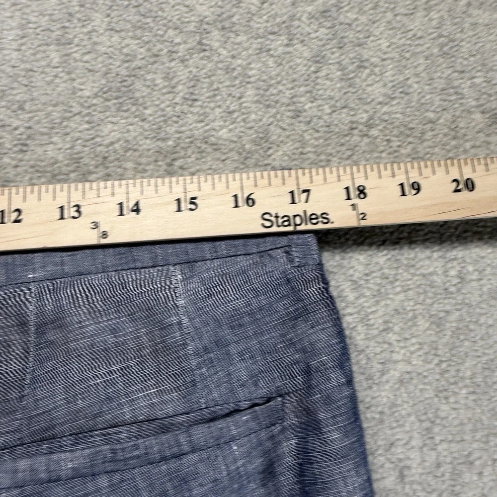 Rama Dauhan Design Studio Mens Linen Blend Chambray Flat Front Pants Blue 34x28